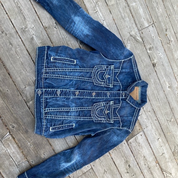 Vintage True Religion Jean Jacket Rope Stitch Jimmy Super T 1/2’ Denim Blue - Picture 6 of 11